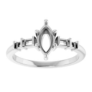 18K White Gold 8x4 mm Marquise Ring Mounting – image 6