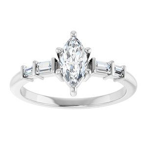 18K White Gold 8x4 mm Marquise Ring Mounting – image 5