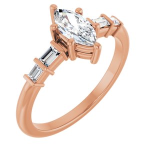10K Rose Gold 8x4 mm Marquise Ring Mounting