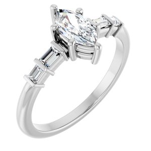 Platinum 8x4 mm Marquise Ring Mounting