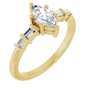 18K Yellow Gold 8x4 mm Marquise Ring Mounting