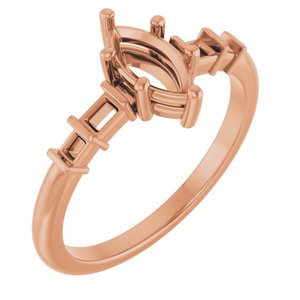 18K Rose Gold 8x4 mm Marquise Ring Mounting – image 2