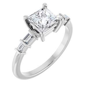 Sterling Silver 5.5x5.5 mm Square Ring Mounting