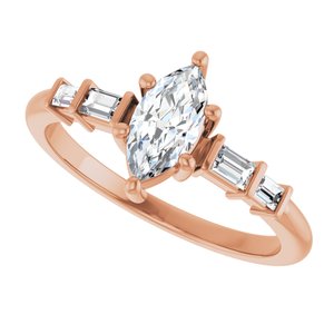 10K Rose Gold 8x4 mm Marquise Ring Mounting – image 8