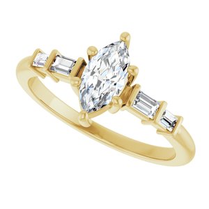 14K Yellow Gold 8x4 mm Marquise Ring Mounting – image 8