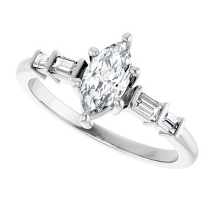 10K White Gold 8x4 mm Marquise Ring Mounting – image 8