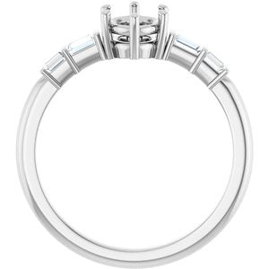 Platinum 7x5 mm Oval 1/6 CTW Natural Diamond Semi-Set Ring – image 4