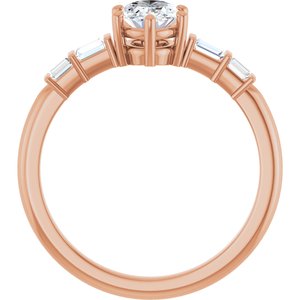 14K Rose Gold 7x5 mm Oval 1/6 CTW Natural Diamond Semi-Set Ring – image 3