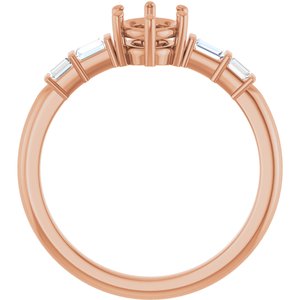 14K Rose Gold 7x5 mm Oval 1/6 CTW Natural Diamond Semi-Set Ring – image 4