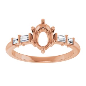 14K Rose Gold 7x5 mm Oval 1/6 CTW Natural Diamond Semi-Set Ring – image 6