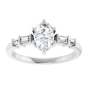 Platinum 7x5 mm Oval 1/6 CTW Natural Diamond Semi-Set Ring – image 5