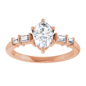 14K Rose Gold 7x5 mm Oval 1/6 CTW Natural Diamond Semi-Set Ring – image 5