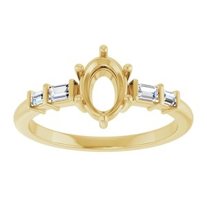 14K Yellow Gold 7x5 mm Oval 1/6 CTW Lab-Grown Diamond Semi-Set Ring – image 6