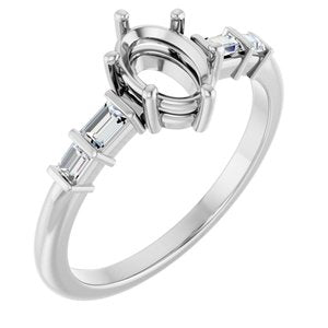 14K White Gold 7x5 mm Oval 1/6 CTW Natural Diamond Semi-Set Ring – image 2
