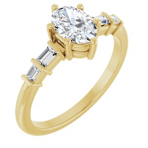 18K Yellow Gold 7x5 mm Oval Ring Mounting