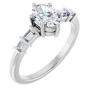14K White Gold 7x5 mm Oval 1/6 CTW Lab-Grown Diamond Semi-Set Ring