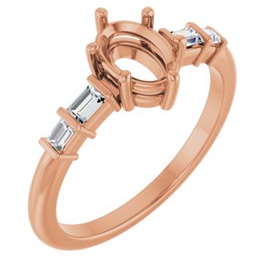 14K Rose Gold 7x5 mm Oval 1/6 CTW Lab-Grown Diamond Semi-Set Ring – image 2