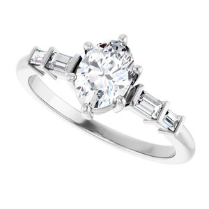 14K White Gold 7x5 mm Oval 1/6 CTW Natural Diamond Semi-Set Ring – image 8