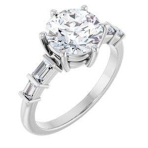 10K White Gold 8.2 mm Round Ring Mounting
