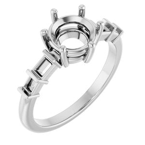 14K X1 White Gold 7.4 mm Round Ring Mounting – image 2