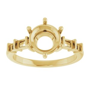 14K Yellow Gold 8.2 mm Round Ring Mounting – image 6