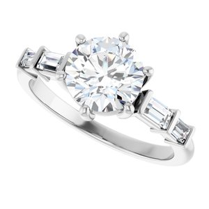 18K White Gold 7.4 mm Round Ring Mounting – image 8