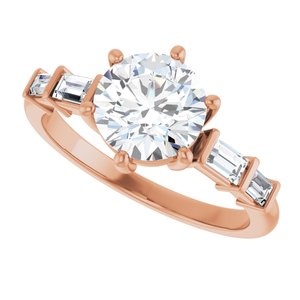 18K Rose Gold 7.4 mm Round Ring Mounting – image 8