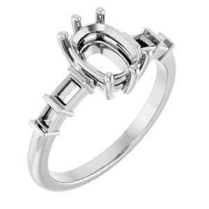 18K White Gold 8x6 mm Elongated Cushion Ring Mounting – image 2