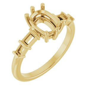 14K Yellow Gold 8x6 mm Elongated Cushion Ring Mounting – image 2