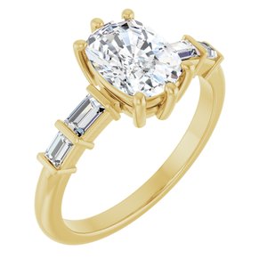 18K Yellow Gold 8x6 mm Elongated Cushion Ring Mounting