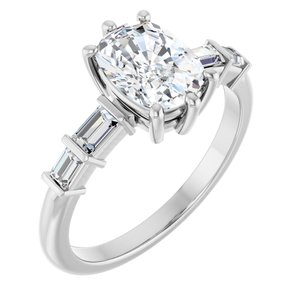 14K White Gold 8x6 mm Elongated Cushion Ring Mounting