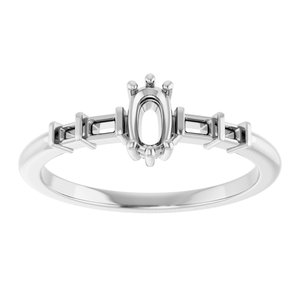 10K White Gold 5x3 mm Elongated Cushion Ring Mounting – image 6