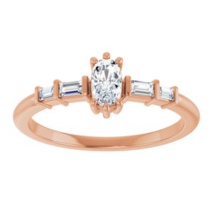 18K Rose Gold 5x3 mm Elongated Cushion Ring Mounting – image 5