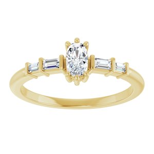 14K Yellow Gold 5x3 mm Elongated Cushion Ring Mounting – image 5