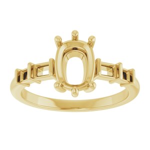 14K Yellow Gold 8x6 mm Elongated Cushion Ring Mounting – image 6