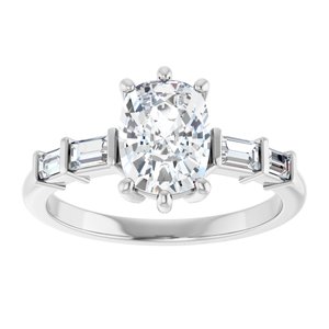 14K White Gold 8x6 mm Elongated Cushion Ring Mounting – image 5