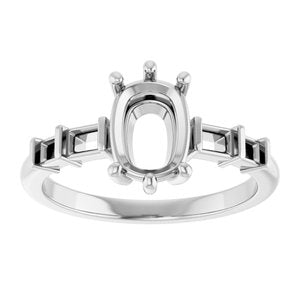 18K White Gold 8x6 mm Elongated Cushion Ring Mounting – image 6