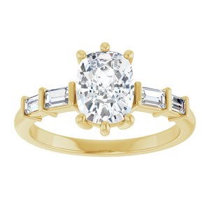 18K Yellow Gold 8x6 mm Elongated Cushion Ring Mounting – image 5