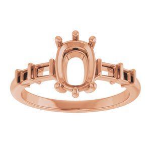 18K Rose Gold 8x6 mm Elongated Cushion Ring Mounting – image 6
