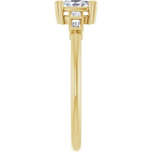 10K Yellow Gold 5x3 mm Elongated Cushion Ring Mounting – image 7