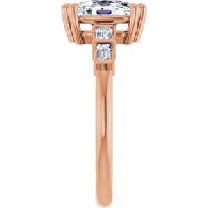 10K Rose Gold 8x6 mm Elongated Cushion Ring Mounting – image 7