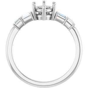 14K White Gold 7.5x5.5 mm Oval 1/6 CTW Natural Diamond Semi-Set Ring – image 4