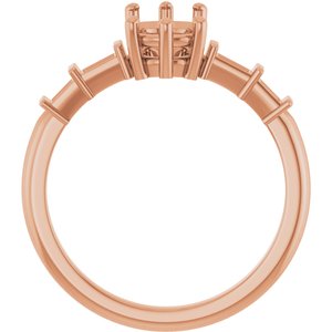 14K Rose Gold 8x6 mm Elongated Cushion Ring Mounting – image 4