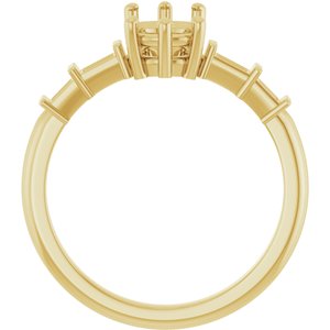 14K Yellow Gold 8x6 mm Elongated Cushion Ring Mounting – image 4