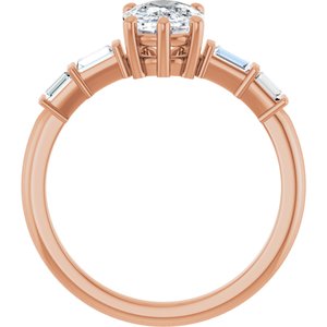 10K Rose Gold 8x6 mm Elongated Cushion Ring Mounting – image 3