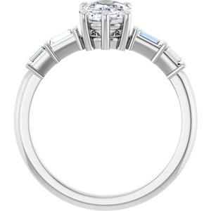 18K White Gold 8x6 mm Elongated Cushion Ring Mounting – image 3