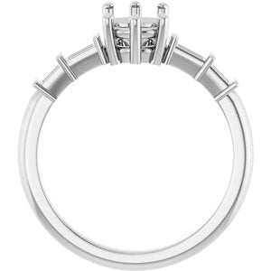 14K White Gold 8x6 mm Elongated Cushion Ring Mounting – image 4