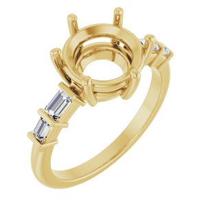 14K Yellow Gold 9.4 mm Round 1/4 CTW Natural Diamond Semi-Set Ring – image 2