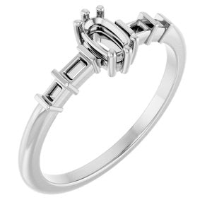 10K White Gold 5x3 mm Elongated Cushion Ring Mounting – image 2