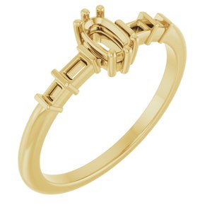 10K Yellow Gold 5x3 mm Elongated Cushion Ring Mounting – image 2